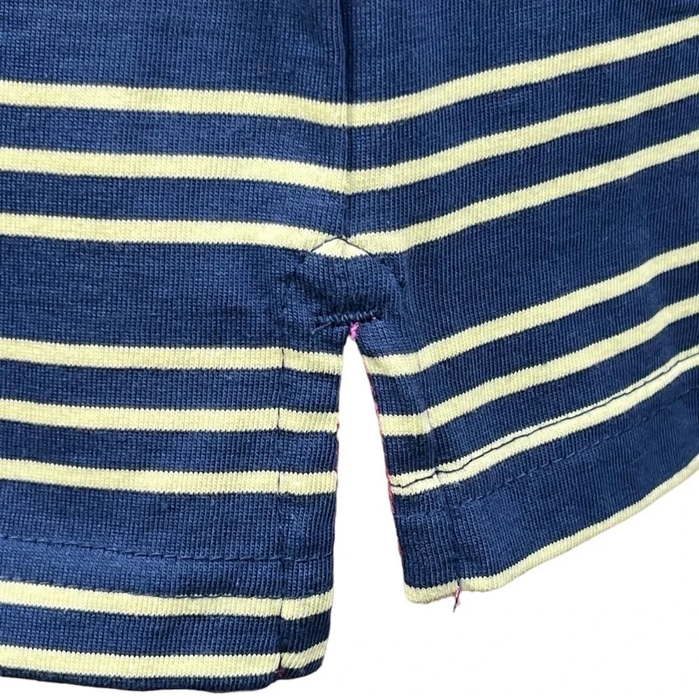 Margaritaville Men's Blue & Chartreuse Striped Polo with UPF +30 Large NWT